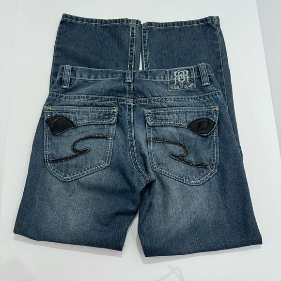 Request Dark Wash Embellished Jeweled Jeans Girls Size 14 Style# R81472X–11 - Picture 3 of 8